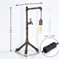 Lampes Dorées-hofstein Lampe à poser Kolyma Brun, Noir doré, 1 lumière