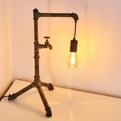 Lampes Dorées-hofstein Lampe à poser Kolyma Brun, Noir doré, 1 lumière