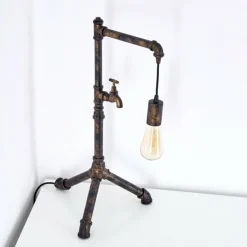 Lampes Dorées-hofstein Lampe à poser Kolyma Brun, Noir doré, 1 lumière