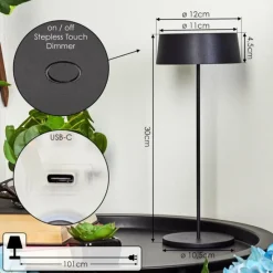 hofstein Lampe à poser Kouvi LED Noir, 1 lumière