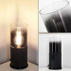 hofstein Lampe à poser Kuparuk Fumée, Noir, 1 lumière