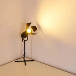 Lampes Vintages & Rétros-hofstein Lampe à poser Lichinga Chrome, Noir, 1 lumière