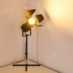 Lampes Vintages & Rétros-hofstein Lampe à poser Lichinga Chrome, Noir, 1 lumière