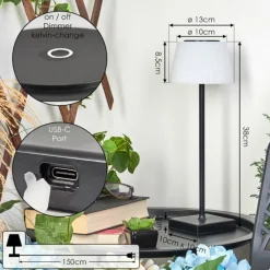 hofstein Lampe à poser Longchamps LED Noir, 1 lumière