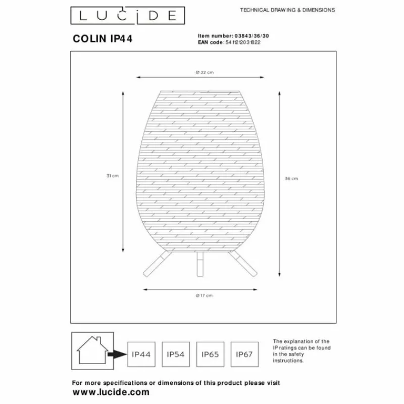Luminaires Rustiques-Luminaires Lucide Lampe à poser Lucide COLIN LED Or, Laiton, 1 lumière