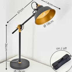 Lampes Dorées-hofstein Lampe à poser Luven Noir, 1 lumière, Télécommandes