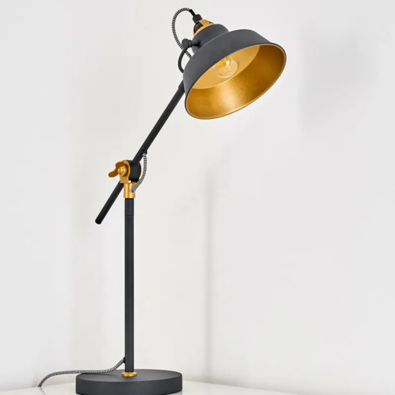 Lampes Dorées-hofstein Lampe à poser Luven Noir, 1 lumière, Télécommandes