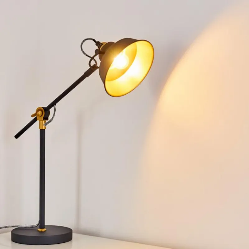 Lampes Dorées-hofstein Lampe à poser Luven Noir, 1 lumière, Télécommandes
