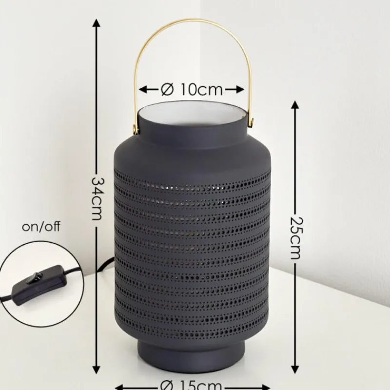 Luminaires Orientaux-hofstein Lampe à poser Nakajima Noir, Blanc, 1 lumière