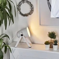 Lampes En Bois-Lampe à poser Novilly Blanc, 1 lumière