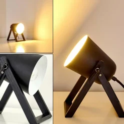 Lampes En Bois-hofstein Lampe à poser Novilly Noir, 1 lumière