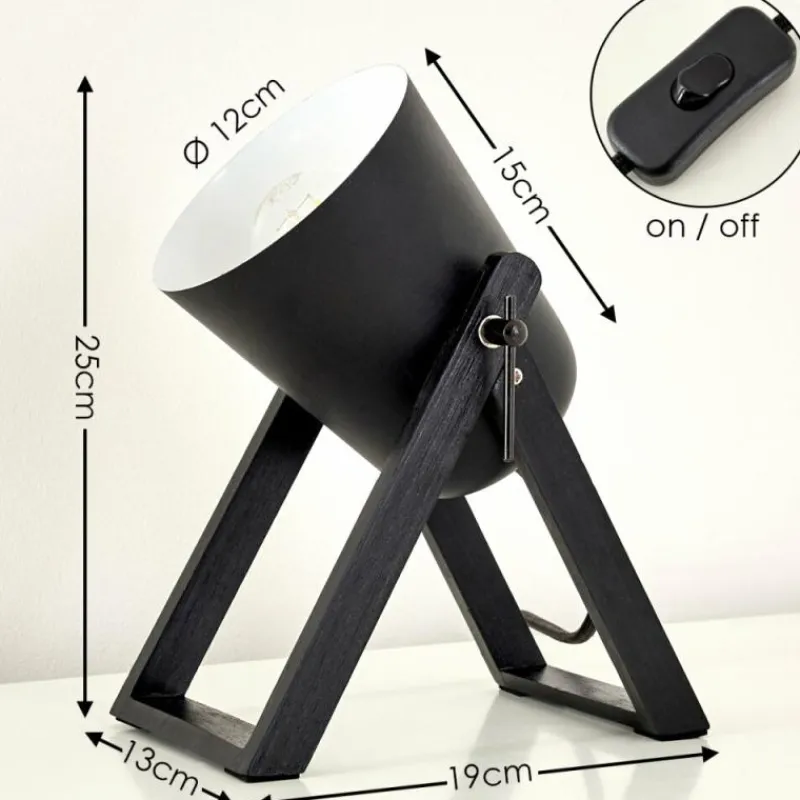 Lampes En Bois-hofstein Lampe à poser Novilly Noir, 1 lumière