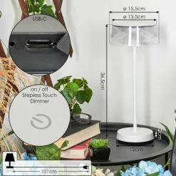 hofstein Lampe à poser Oundo LED Blanc, 1 lumière