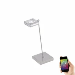 Paul Neuhaus Q-Serie Lampe à Poser Paul Neuhaus Q-Fisheye LED Acier inoxydable, 2 lumières, Télécommandes, Changeur de couleurs