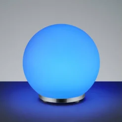 Luminaires Reality Lampe à poser Reality George LED Chrome, 1 lumière, Télécommandes, Changeur de couleurs