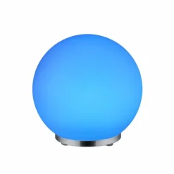 Luminaires Reality Lampe à poser Reality George LED Chrome, 1 lumière, Télécommandes, Changeur de couleurs