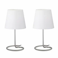 Lampes En Tissu-Luminaires Reality Lampe à poser Reality Twin Nickel mat, 2 lumières