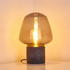 hofstein Lampe à poser Seiryu Gris, Noir, Pierre, 1 lumière