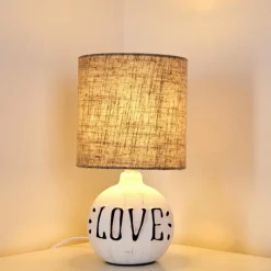 Lampes En Tissu-hofstein Lampe à poser Seon LOVE Blanc, 1 lumière