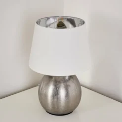 Lampes En Tissu-hofstein Lampe à poser Stampa Argenté, 1 lumière