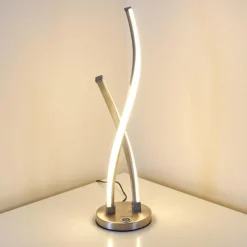 hofstein Lampe à poser Tervo LED Nickel mat, 2 lumières