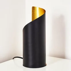 Lampes Dorées-hofstein Lampe à poser Yahuma Noir doré, 1 lumière