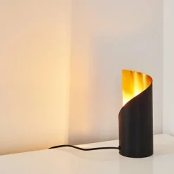 Lampes Dorées-hofstein Lampe à poser Yahuma Noir doré, 1 lumière