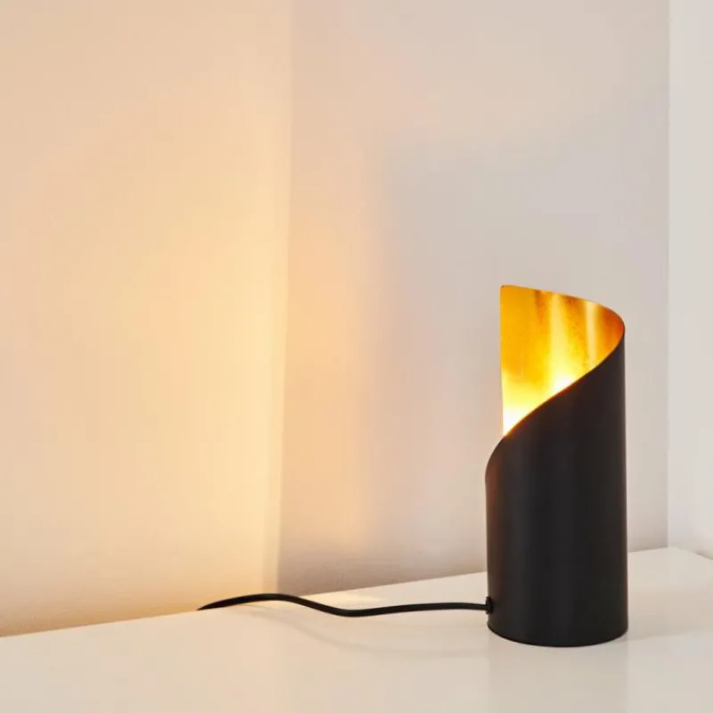 Lampes Dorées-hofstein Lampe à poser Yahuma Noir doré, 1 lumière