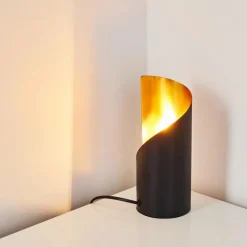 Lampes Dorées-hofstein Lampe à poser Yahuma Noir doré, 1 lumière