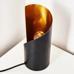 Lampes Dorées-hofstein Lampe à poser Yahuma Noir doré, 1 lumière