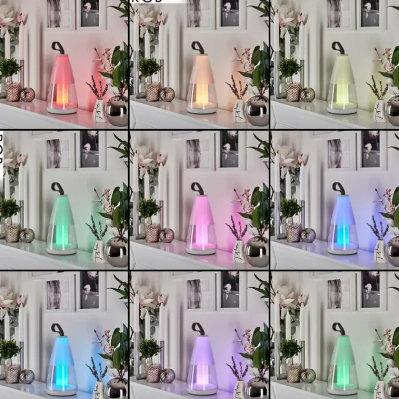 hofstein Lampe à poser Yari LED Gris, Transparent, Blanc, 1 lumière, Télécommandes, Changeur de couleurs