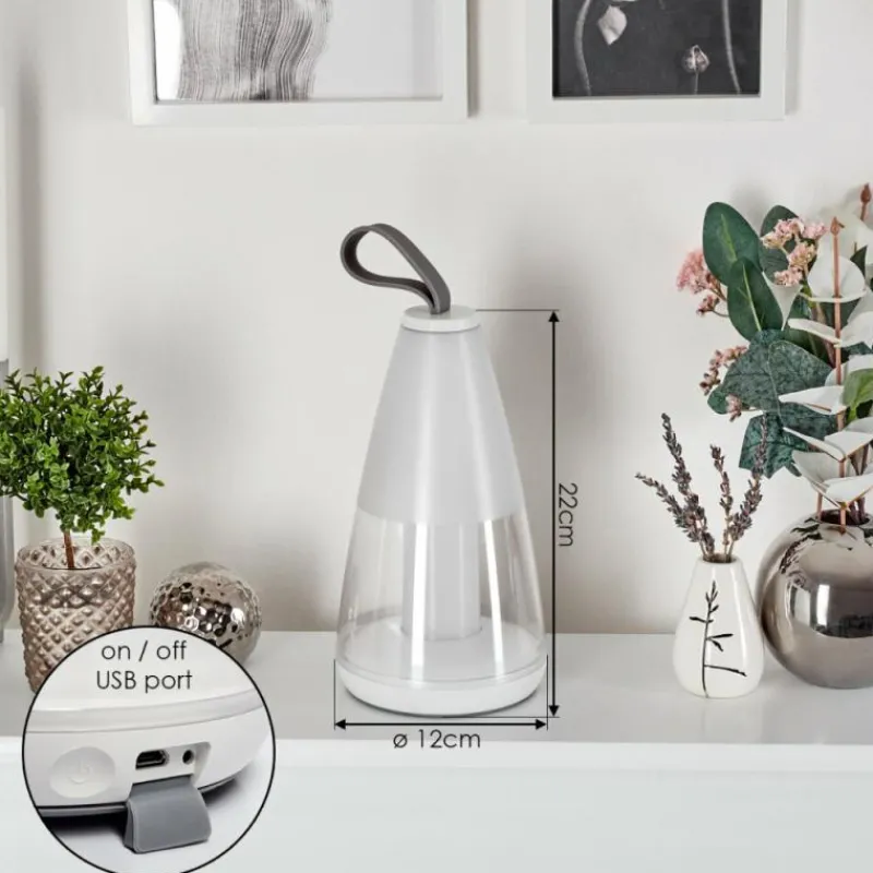 hofstein Lampe à poser Yari LED Gris, Transparent, Blanc, 1 lumière, Télécommandes, Changeur de couleurs