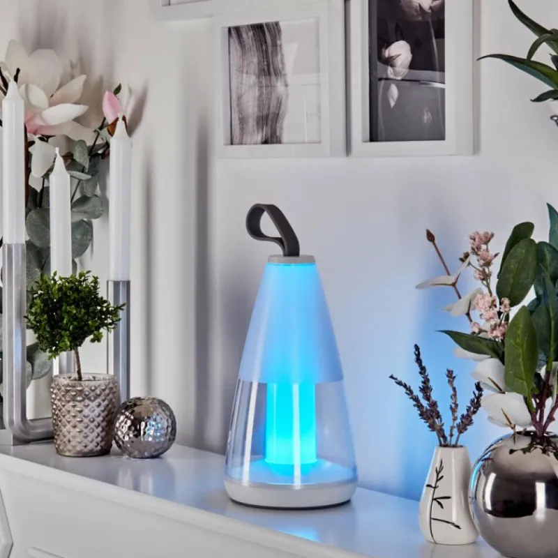 hofstein Lampe à poser Yari LED Gris, Transparent, Blanc, 1 lumière, Télécommandes, Changeur de couleurs