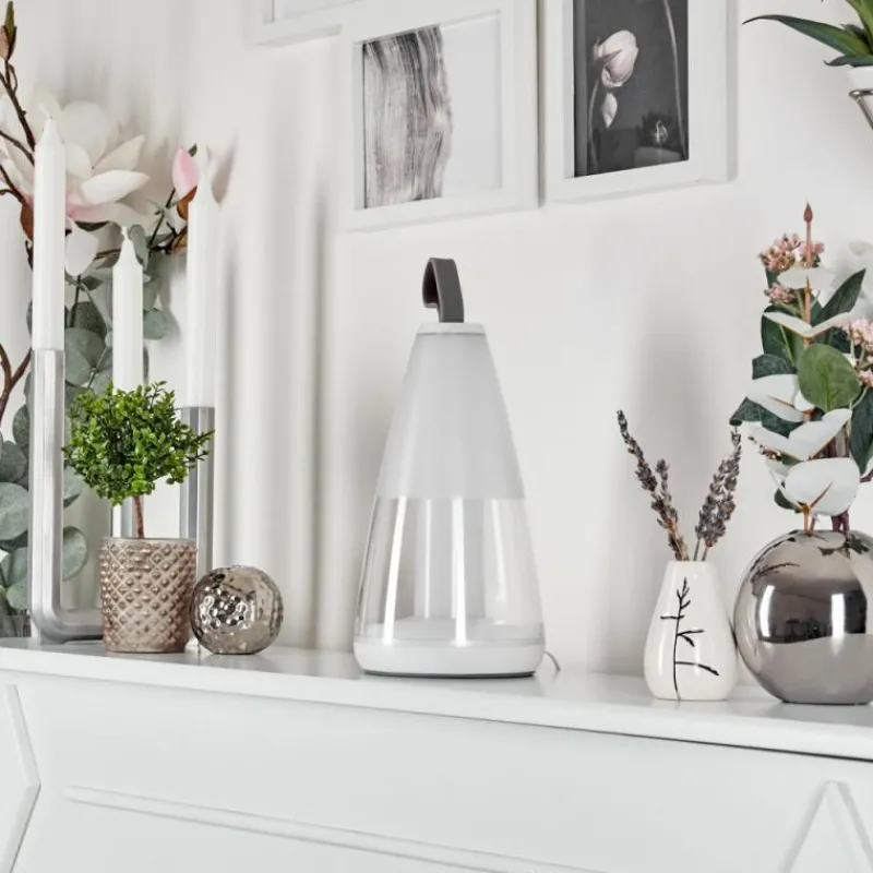 hofstein Lampe à poser Yari LED Gris, Transparent, Blanc, 1 lumière, Télécommandes, Changeur de couleurs