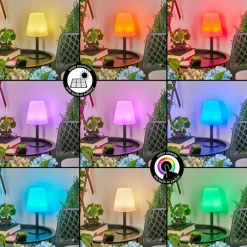 hofstein Lampe à poser Zoume Solar LED Noir, 8 lumières, Changeur de couleurs