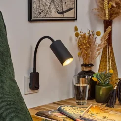 hofstein lampe à prise électrique Javel Noir, 1 lumière