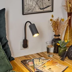 hofstein lampe à prise électrique Javel Noir, 1 lumière