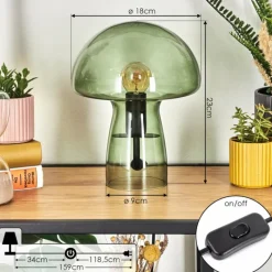 hofstein Lampe Champignon Almagre Lampe à poser Noir, 1 lumière