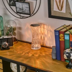 hofstein Lampe Champignon Balsa Lampe à poser LED Transparent, 1 lumière, Changeur de couleurs