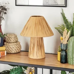 Style Boho-Chic-hofstein Lampe Champignon Paiol Lampe à poser Beige, Écru, 1 lumière