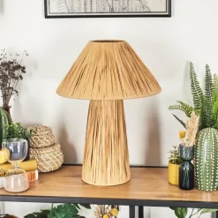 Style Boho-Chic-hofstein Lampe Champignon Paiol Lampe à poser Beige, Écru, 1 lumière