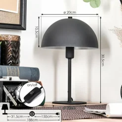 hofstein Lampe Champignon Tati Lampe à poser Anthracite, 1 lumière