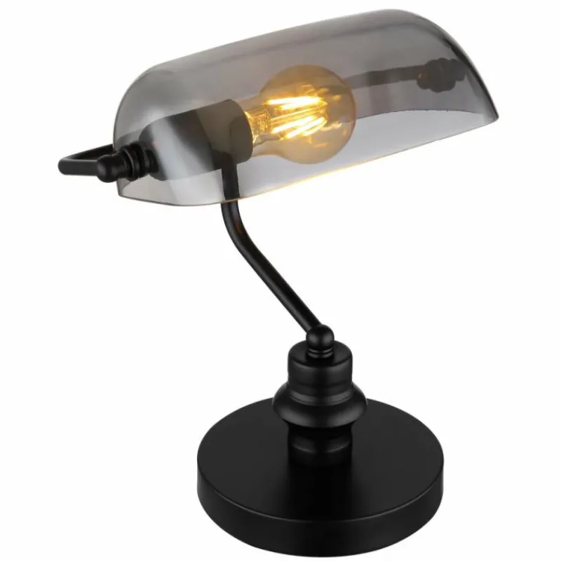 Suspension Verre Fumé-Luminaires Globo Lighting Lampe de banquier Globo ANTIQUE Noir, 1 lumière