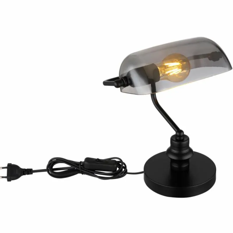 Suspension Verre Fumé-Luminaires Globo Lighting Lampe de banquier Globo ANTIQUE Noir, 1 lumière