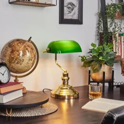 hofstein Lampe de banquier verte Or, Vert, Laiton, 1 lumière