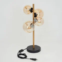 hofstein Lampe de table Alden LED Laiton, Noir, 4 lumières