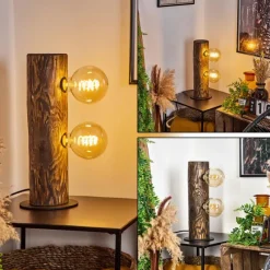 Luminaires Scandinaves-hofstein Lampe de table Canedo Bois foncé, Noir, 2 lumières