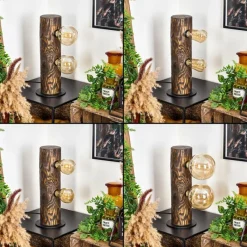 Luminaires Scandinaves-hofstein Lampe de table Canedo Bois foncé, Noir, 2 lumières