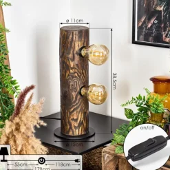 Luminaires Scandinaves-hofstein Lampe de table Canedo Bois foncé, Noir, 2 lumières