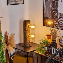 Luminaires Scandinaves-hofstein Lampe de table Canedo Bois foncé, Noir, 2 lumières